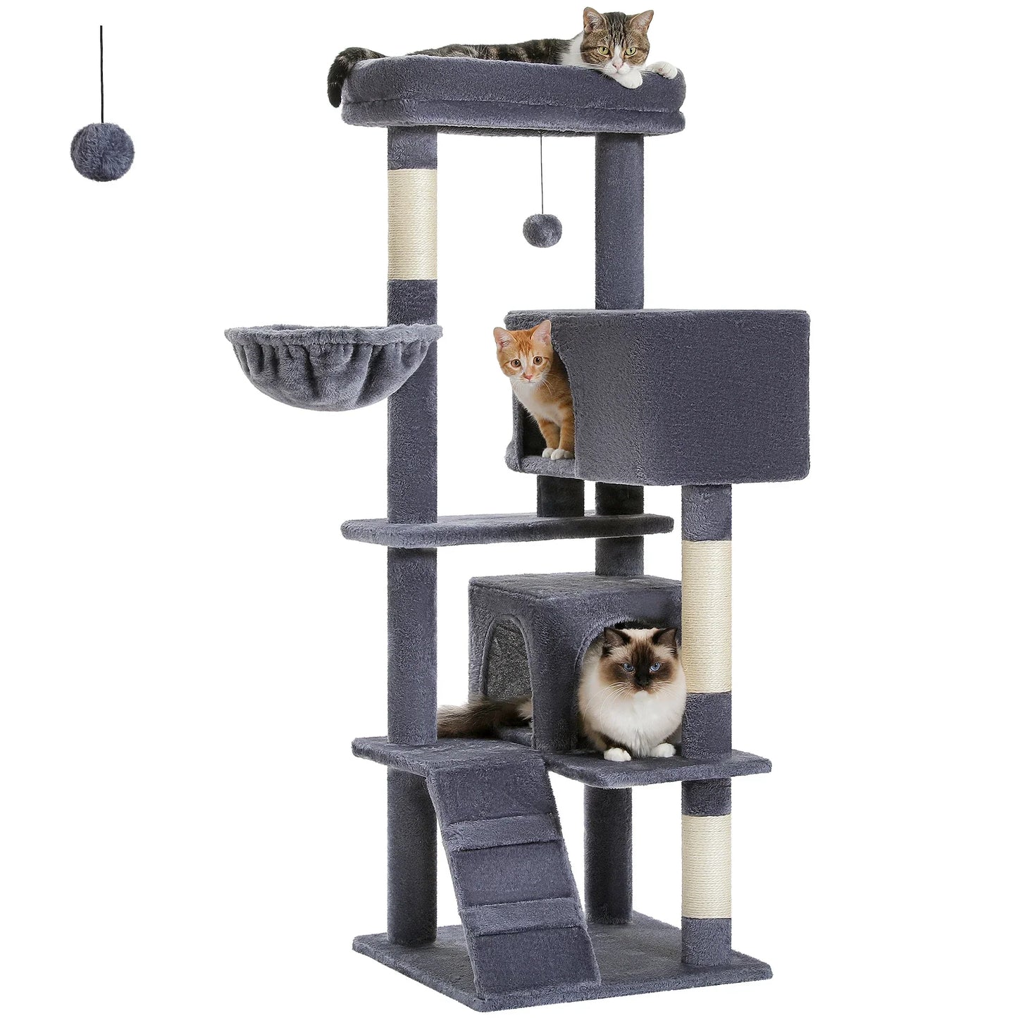 56.3" Deluxe Cat Condo with Plush Hammock - for Adult Cats