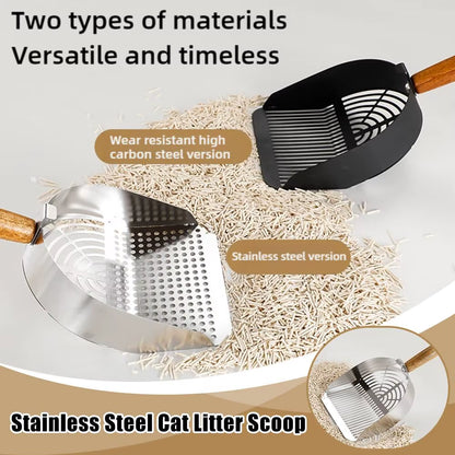 Premium Steel Cat Litter Scoop with Extended Handle