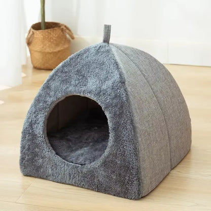 Triangle Cat Nest - Collapsible Enclosed Cat House for Ultimate Comfort and Restful Sleep