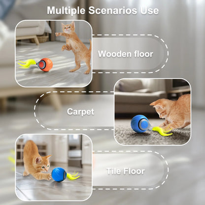 Cat Toys for Indoor Cat Toy Smart Interactive Cat Toy Ball Rechargeable Two Speed Adjustment for Bored Indoor Adult Cats 2 Packs(Blue+Orange)