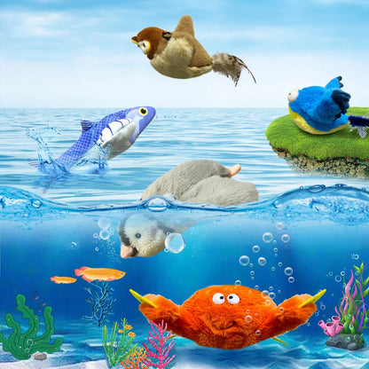 Cat Toys Flapping Bird Rechargeable Touch Activated Toy Interactive Kitten Exercise Toy Cat Kicker Catnip Toys (No Flying)