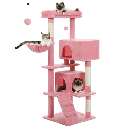 56.3" Deluxe Cat Condo with Plush Hammock - for Adult Cats