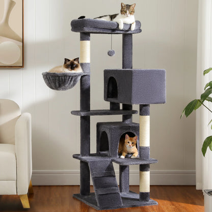 56.3" Deluxe Cat Condo with Plush Hammock - for Adult Cats