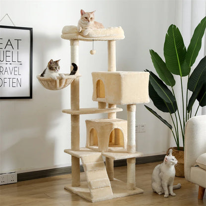 56.3" Deluxe Cat Condo with Plush Hammock - for Adult Cats