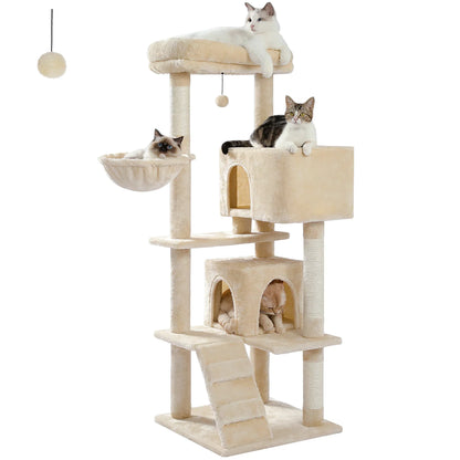 56.3" Deluxe Cat Condo with Plush Hammock - for Adult Cats