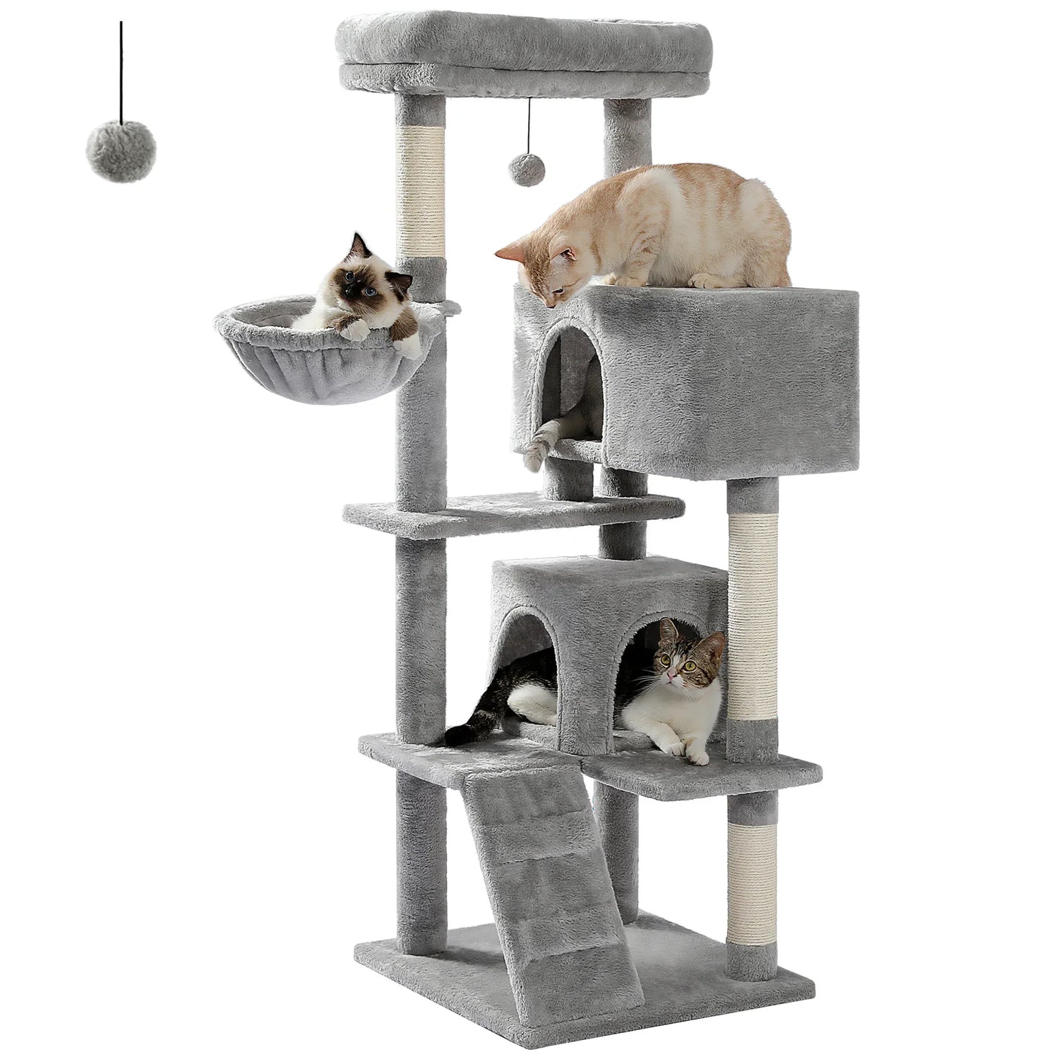 56.3" Deluxe Cat Condo with Plush Hammock - for Adult Cats