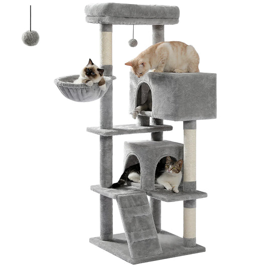 56.3" Deluxe Cat Condo with Plush Hammock - for Adult Cats
