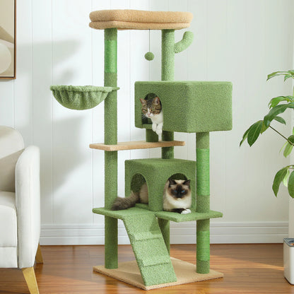 56.3" Deluxe Cat Condo with Plush Hammock - for Adult Cats
