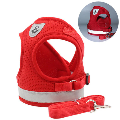 Adjustable Breathable Pet Harness and Leash Set - Escape-Proof Vest with Reflective Collar for Enhanced Safety