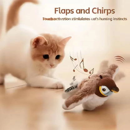 Interactive Rechargeable Touch-Activated Chirping and Flapping Bird Toy for Cats