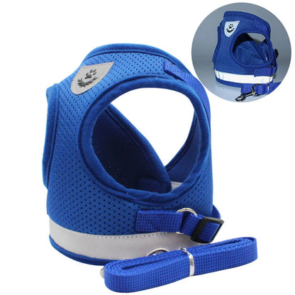 Adjustable Breathable Pet Harness and Leash Set - Escape-Proof Vest with Reflective Collar for Enhanced Safety