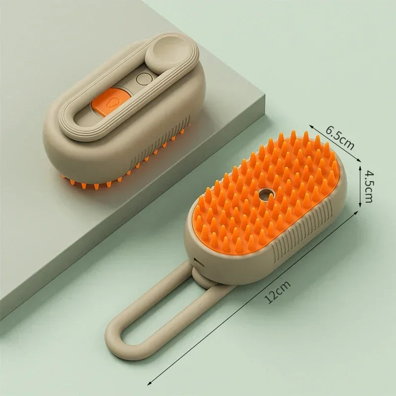 3-in-1 Pet Massage Brush with Steam Spray and Rotatable Hair Removal Comb